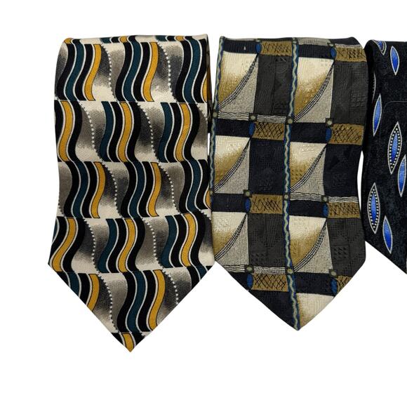 Matrix 100% Silk Mens Neck Ties LOT Of Three Ties Blue Maroon Neutral Business - Picture 3 of 9